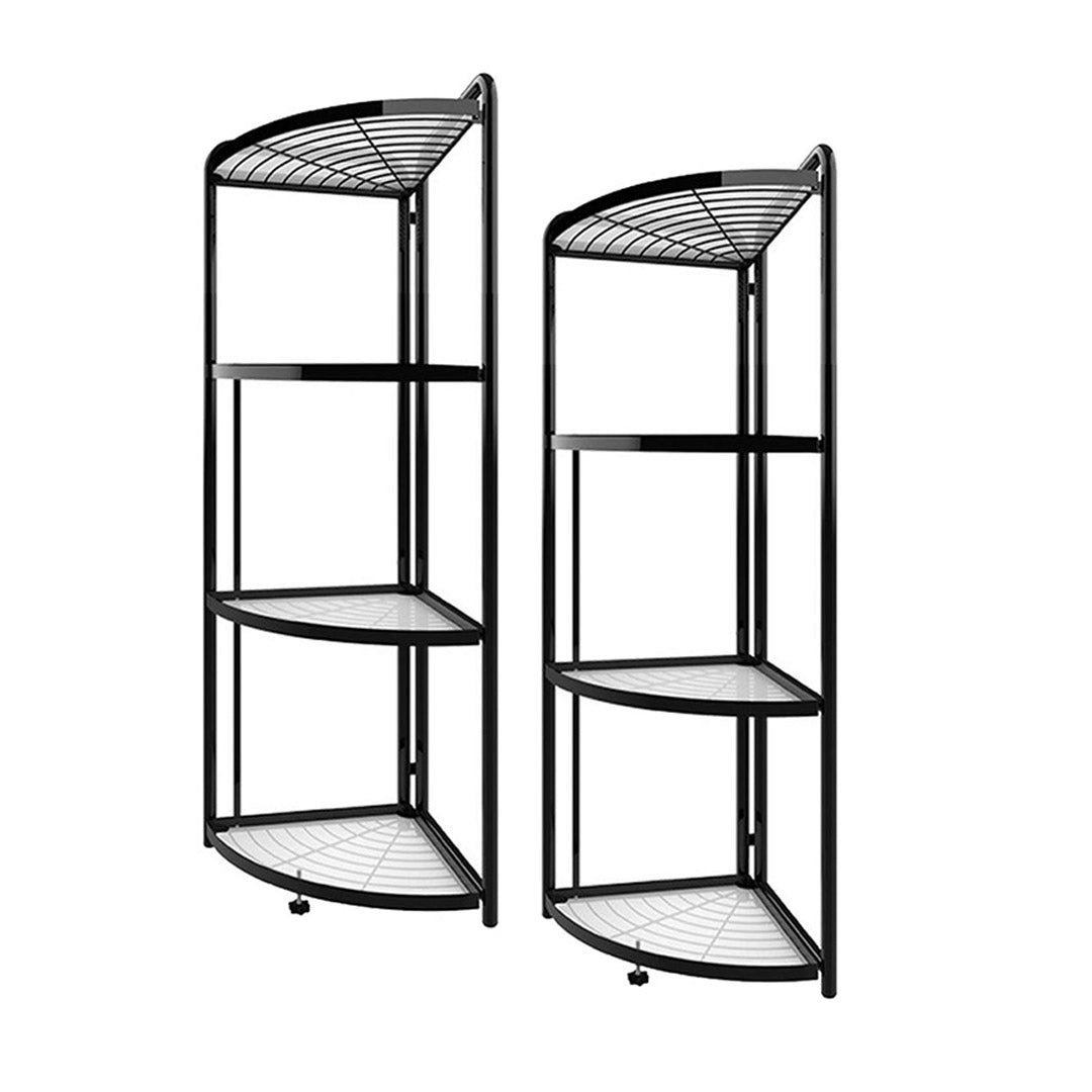 SOGA 2X 4 Tier Steel Triangular Corner Stand Multi-Functional Shelves Portable Storage Organizer