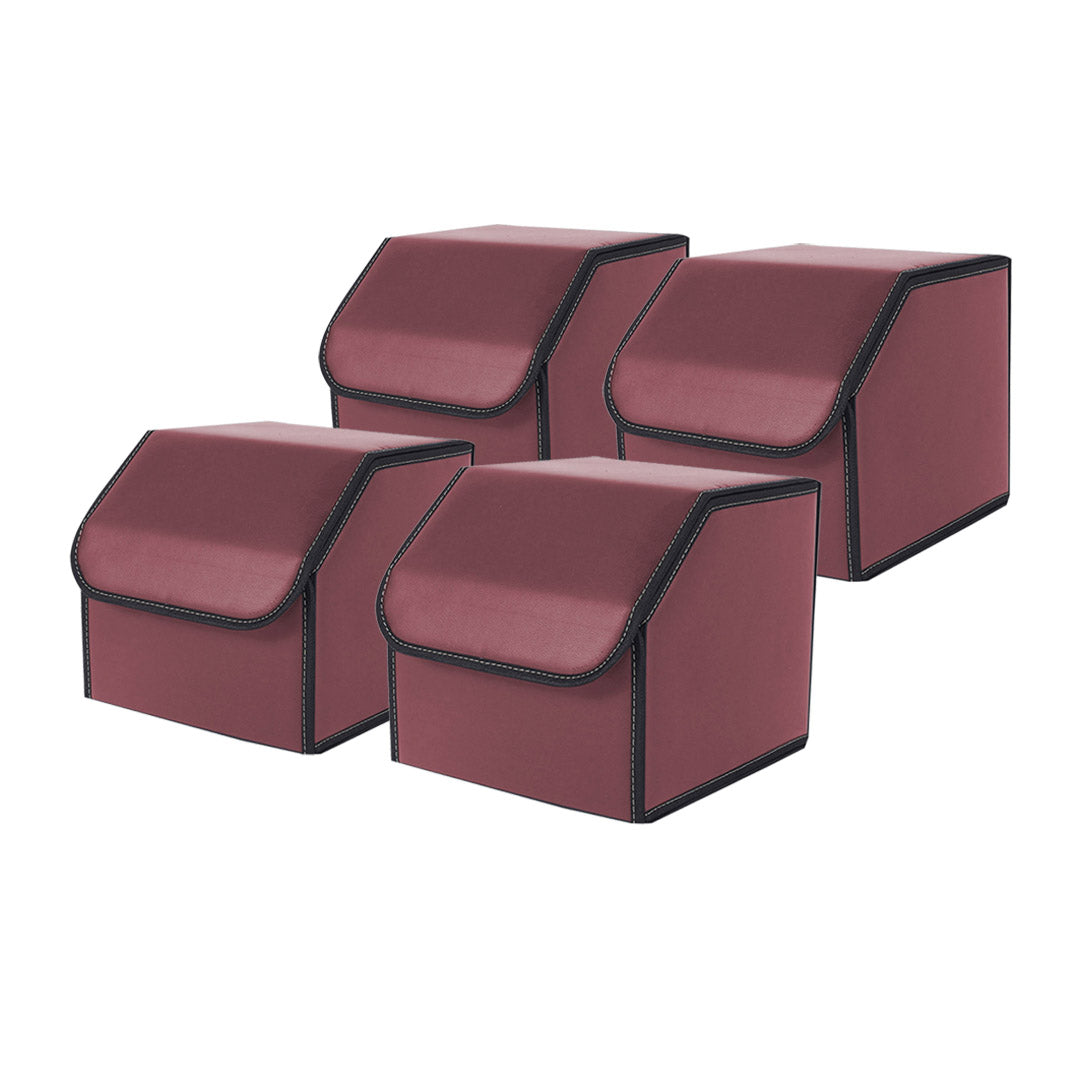 SOGA 4X Leather Car Boot Collapsible Foldable Trunk Cargo Organizer Portable Storage Box Red Small