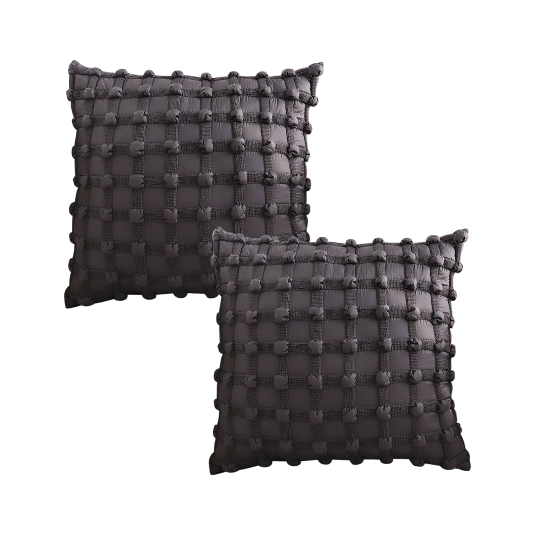 SOGA 2X 50cm Black Medieval-style Puff Rivet Square Product Throw Pillow