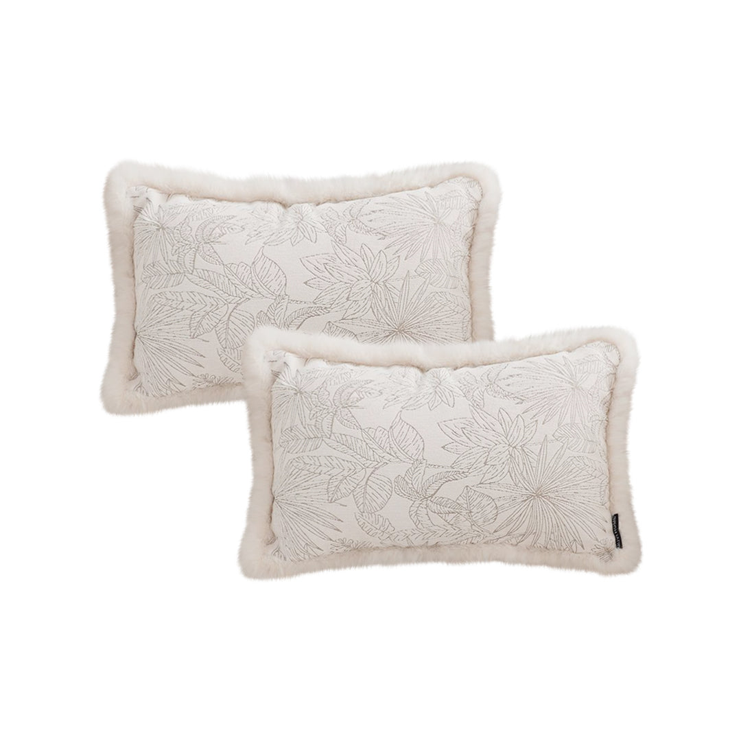 SOGA 2X 30cm Romantic French Mosley Jacquard Pillow French Jungle Jacquard Raw Edge Waist Throw Pillow