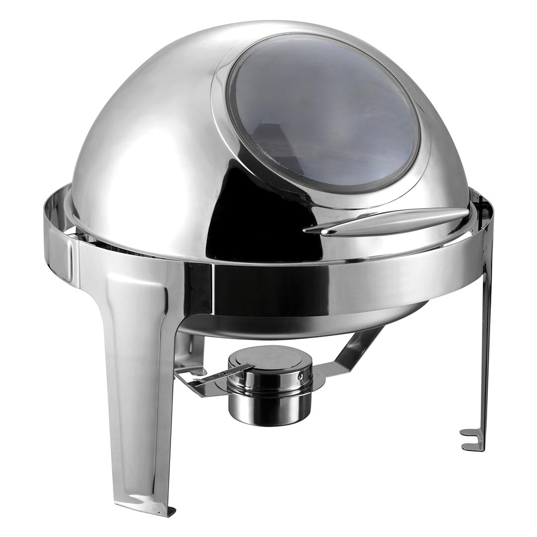 SOGA 6L Round Chafing Stainless Steel Food Warmer with Glass Roll Top 2