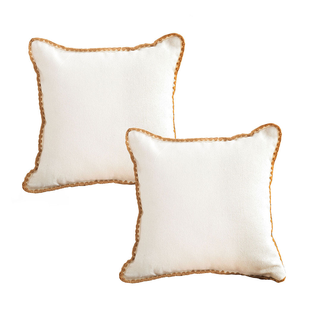 SOGA 2X 45cm Warm Wood Tone & Apricot Shell Edged Square Throw Pillow