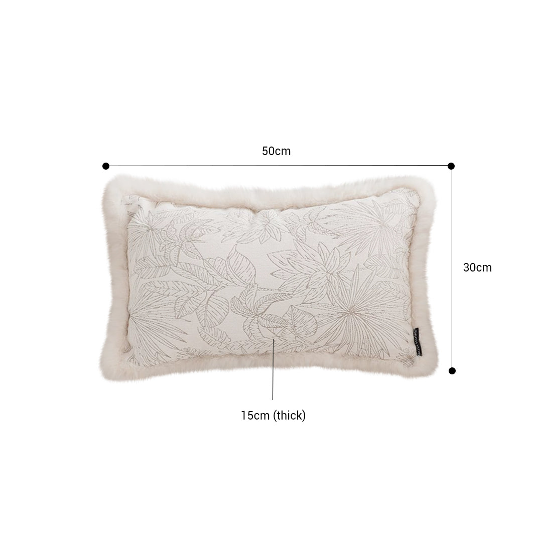 SOGA 2X 30cm Romantic French Mosley Jacquard Pillow French Jungle Jacquard Raw Edge Waist Throw Pillow