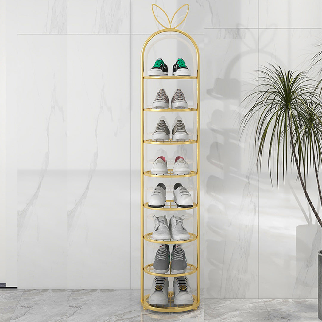 SOGA 2X 7 Tier Bunny Ears Gold Plated Metal Shoe Organizer Space Saving Portable Footwear Storage Shelf