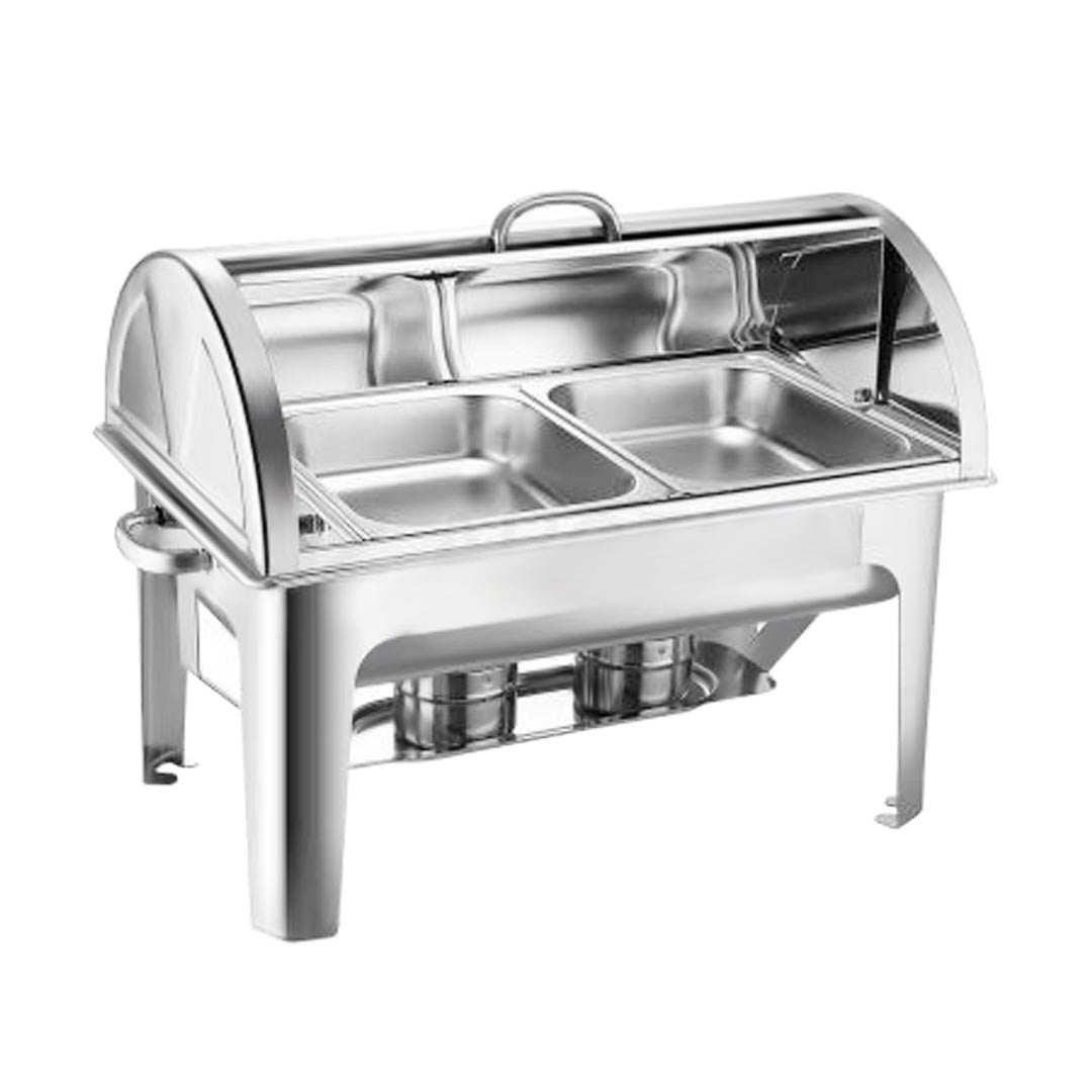SOGA 4.5L Dual Tray Stainless Steel Roll Top Chafing Dish Food Warmer 2