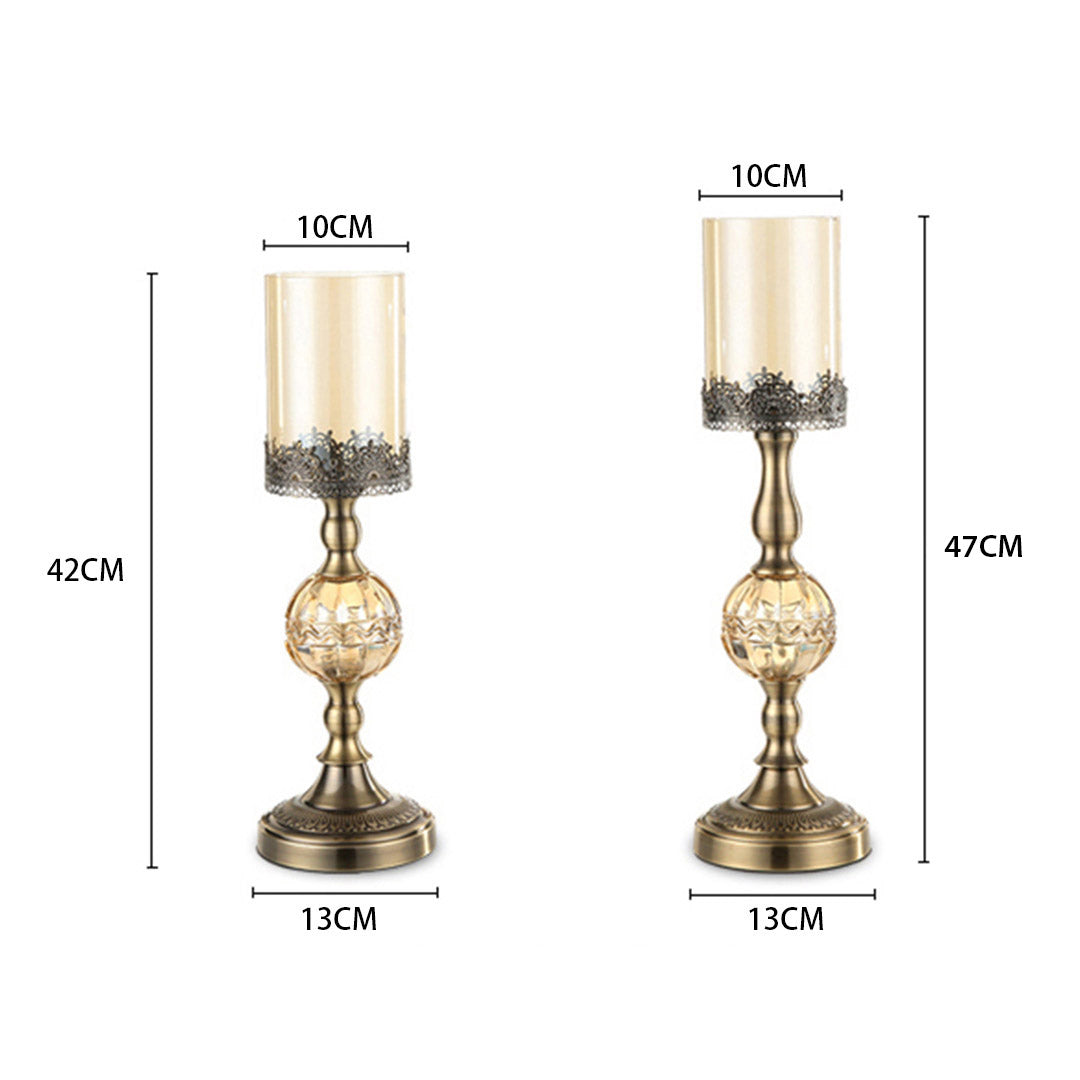 SOGA 2X 42cm 47cm Glass Candle Holder Candle Stand Glass/Metal