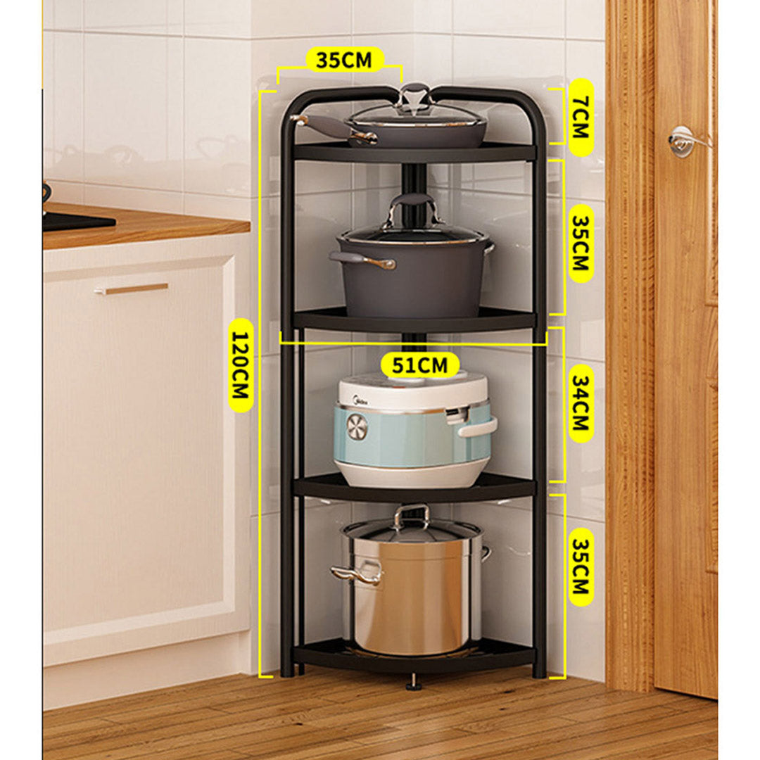 SOGA 2X 4 Tier Steel Triangular Corner Stand Multi-Functional Shelves Portable Storage Organizer