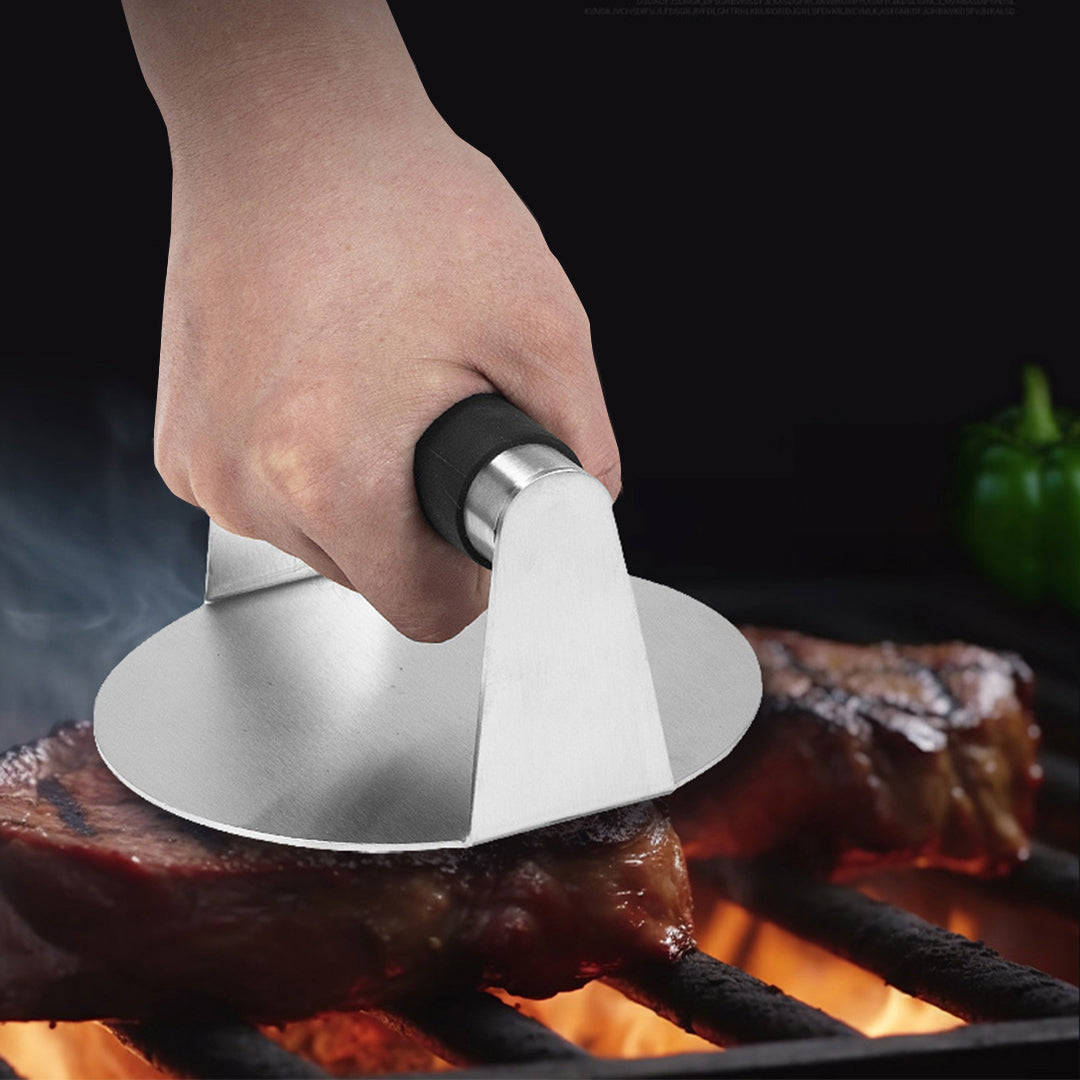 SOGA Stainless Steel Burger Press Heavy-Duty Round Bacon Grill Smasher Flat Bottom Patty Maker