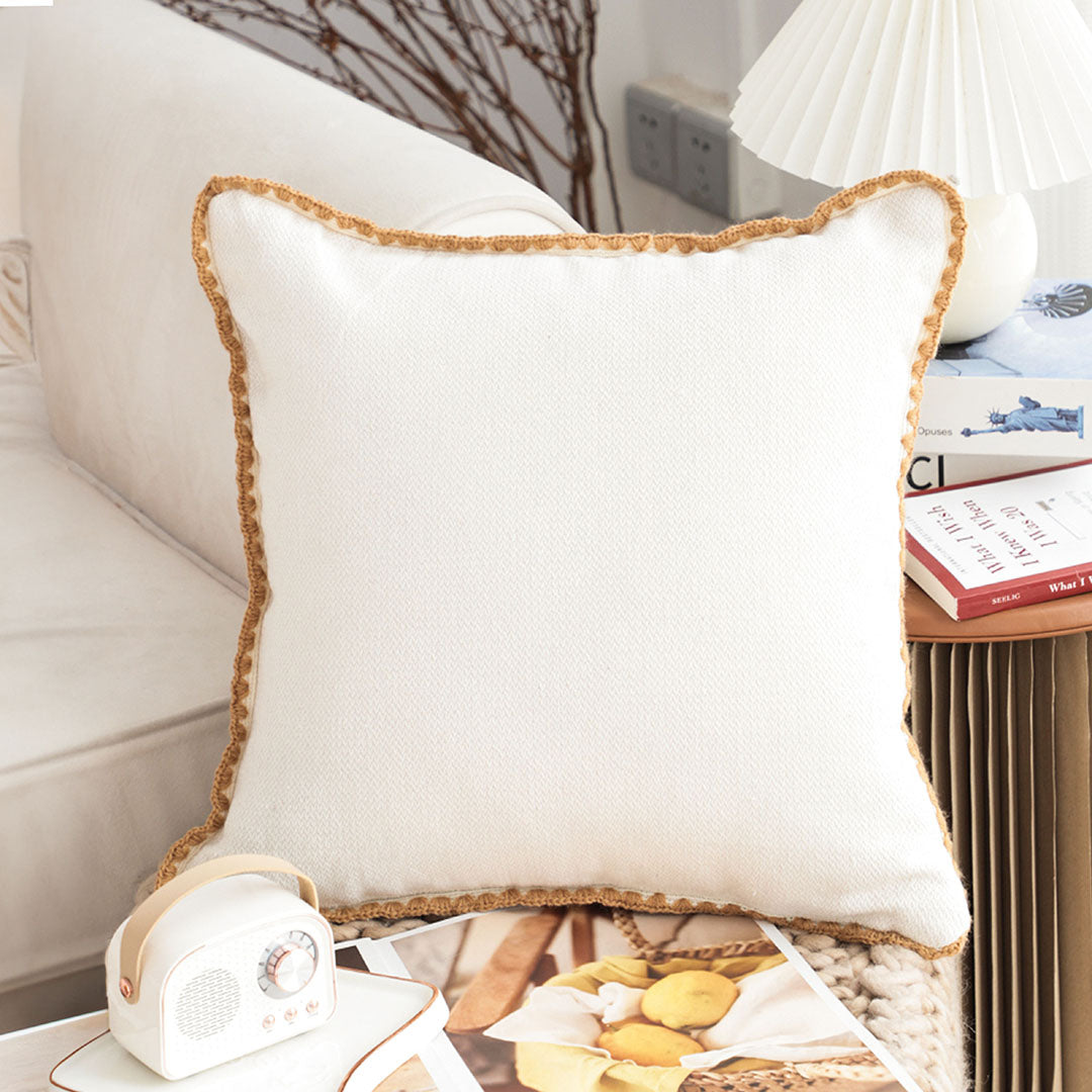 SOGA 2X 45cm Warm Wood Tone & Apricot Shell Edged Square Throw Pillow