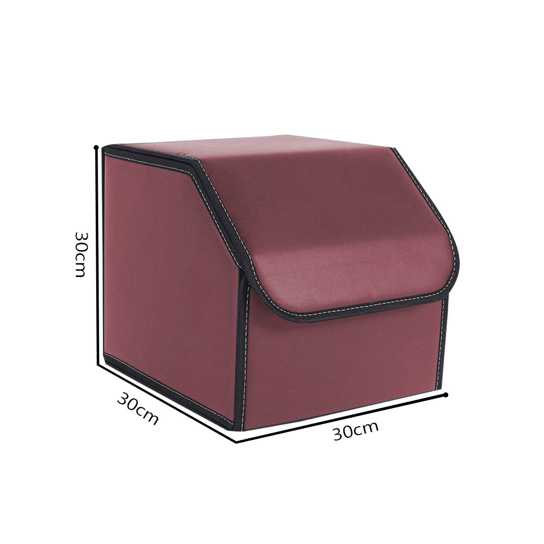 SOGA 4X Leather Car Boot Collapsible Foldable Trunk Cargo Organizer Portable Storage Box Red Small