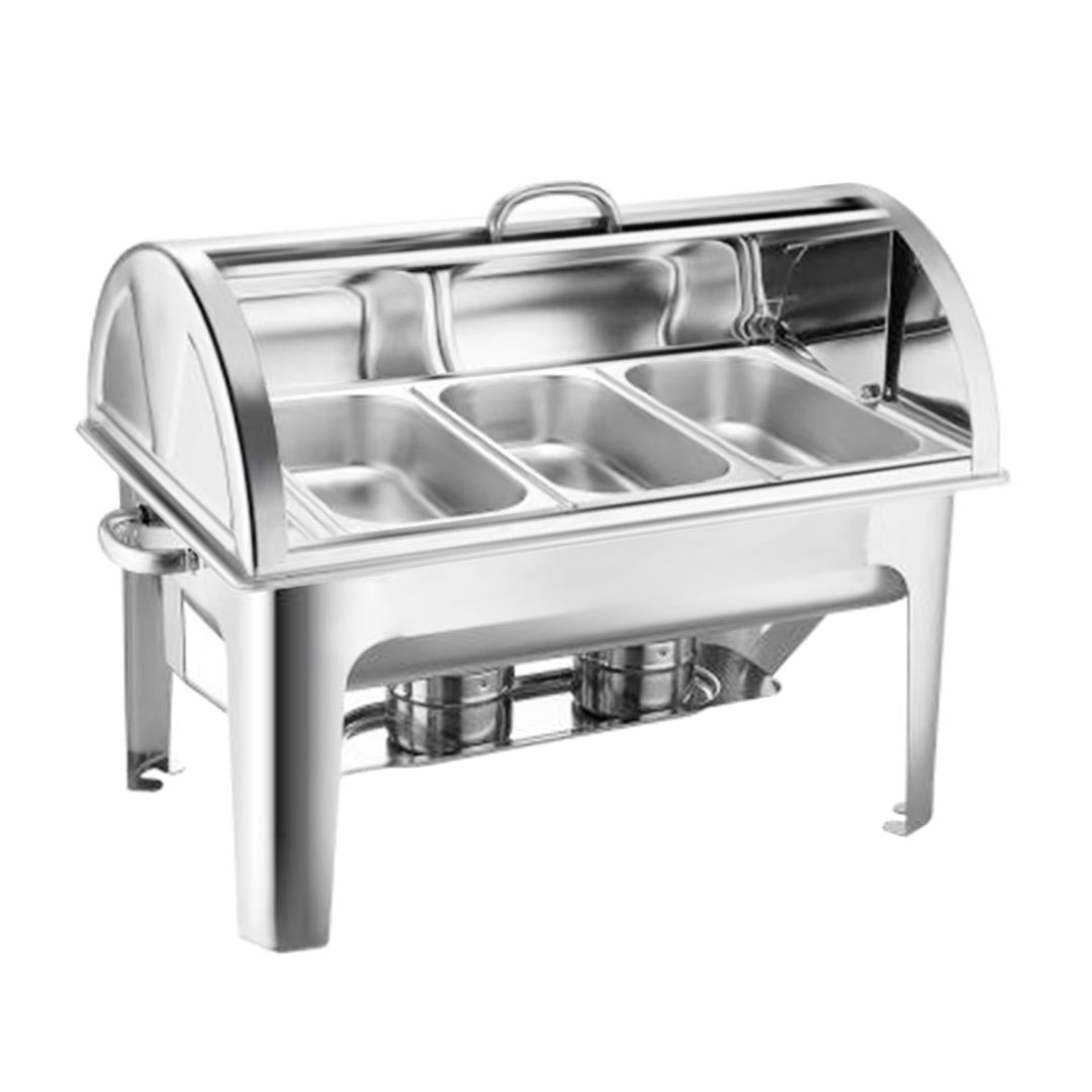 SOGA 3L Triple Tray Stainless Steel Roll Top Chafing Dish Food Warmer 3