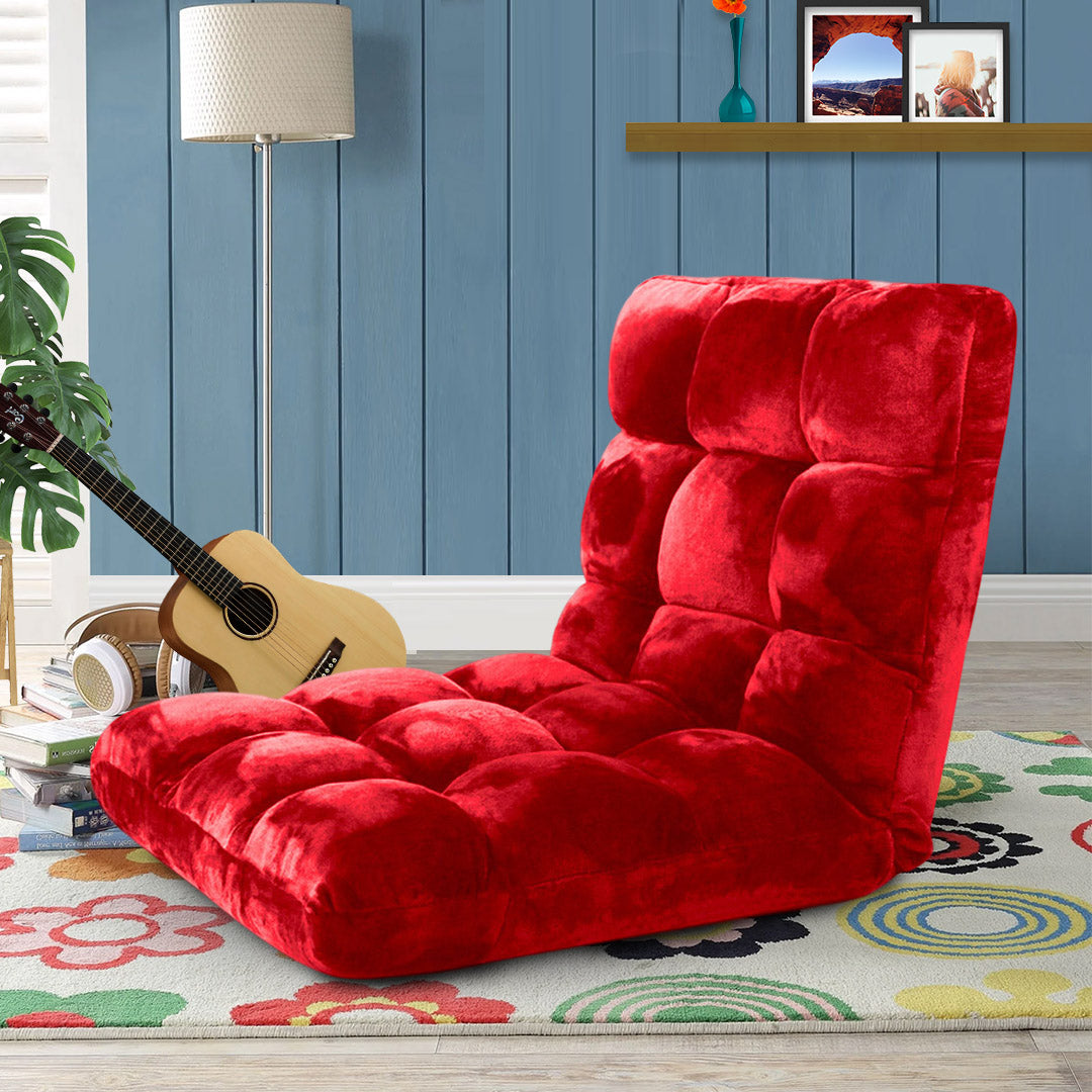 SOGA Floor Recliner Folding Lounge Sofa Futon Couch Folding Chair Cushion Red x4