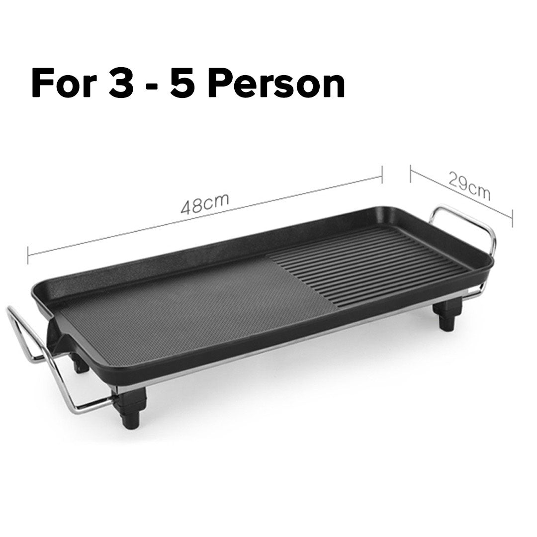 SOGA 2X 48cm Electric BBQ Grill Teppanyaki Tough Non-Stick Surface Hot Plate Kitchen 3-5 Person