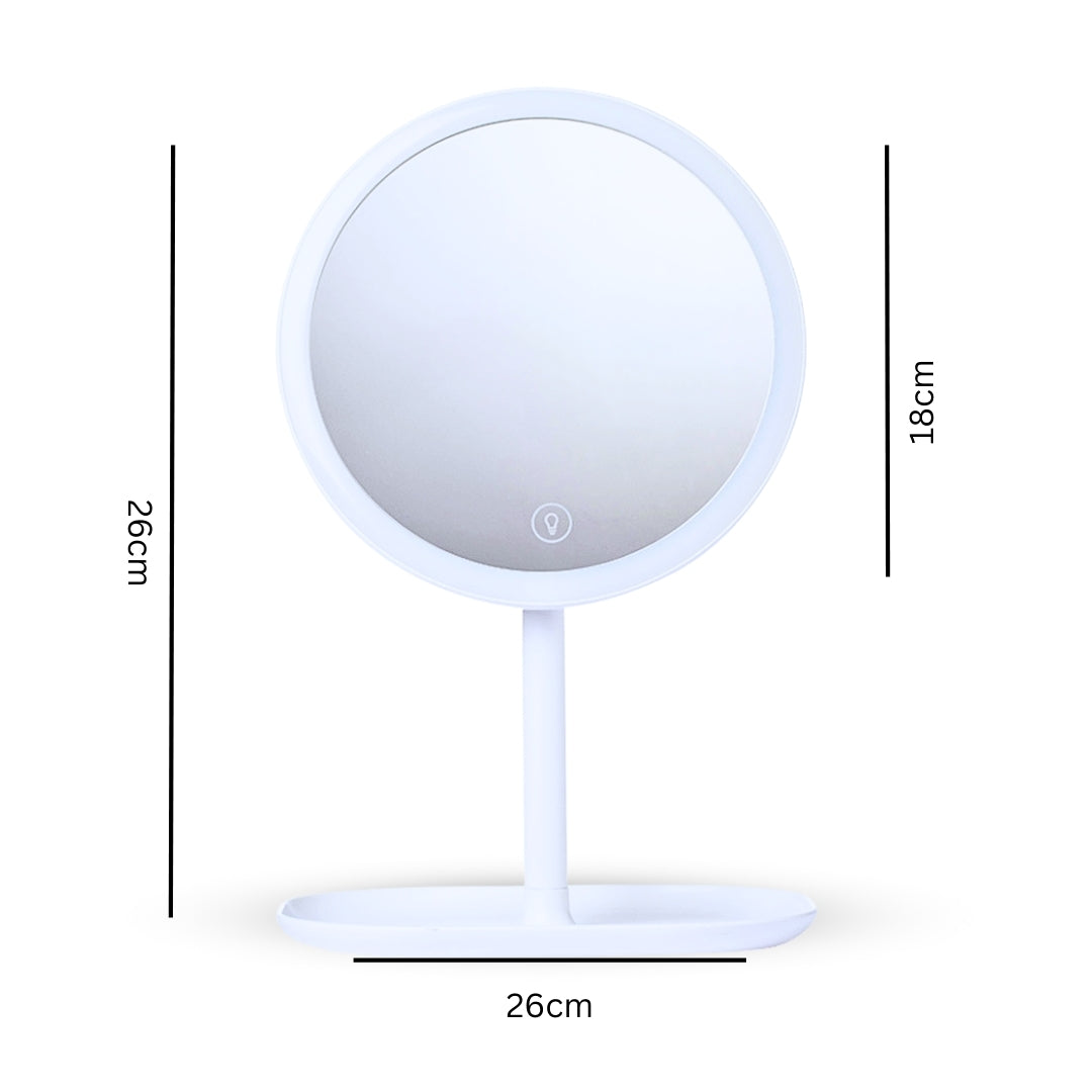 SOGA 2X 26cm White Round Smart LED Makeup Bedroom Table Vanity Mirror Tricolor w/ 5x Magnification
