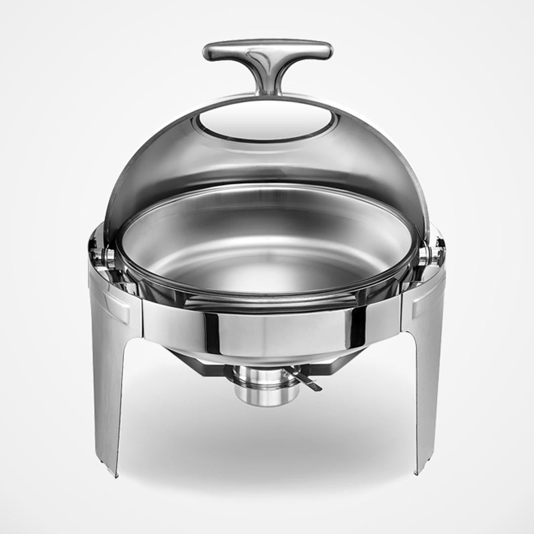 SOGA 6L Round Chafing Stainless Steel Food Warmer with Glass Roll Top 2