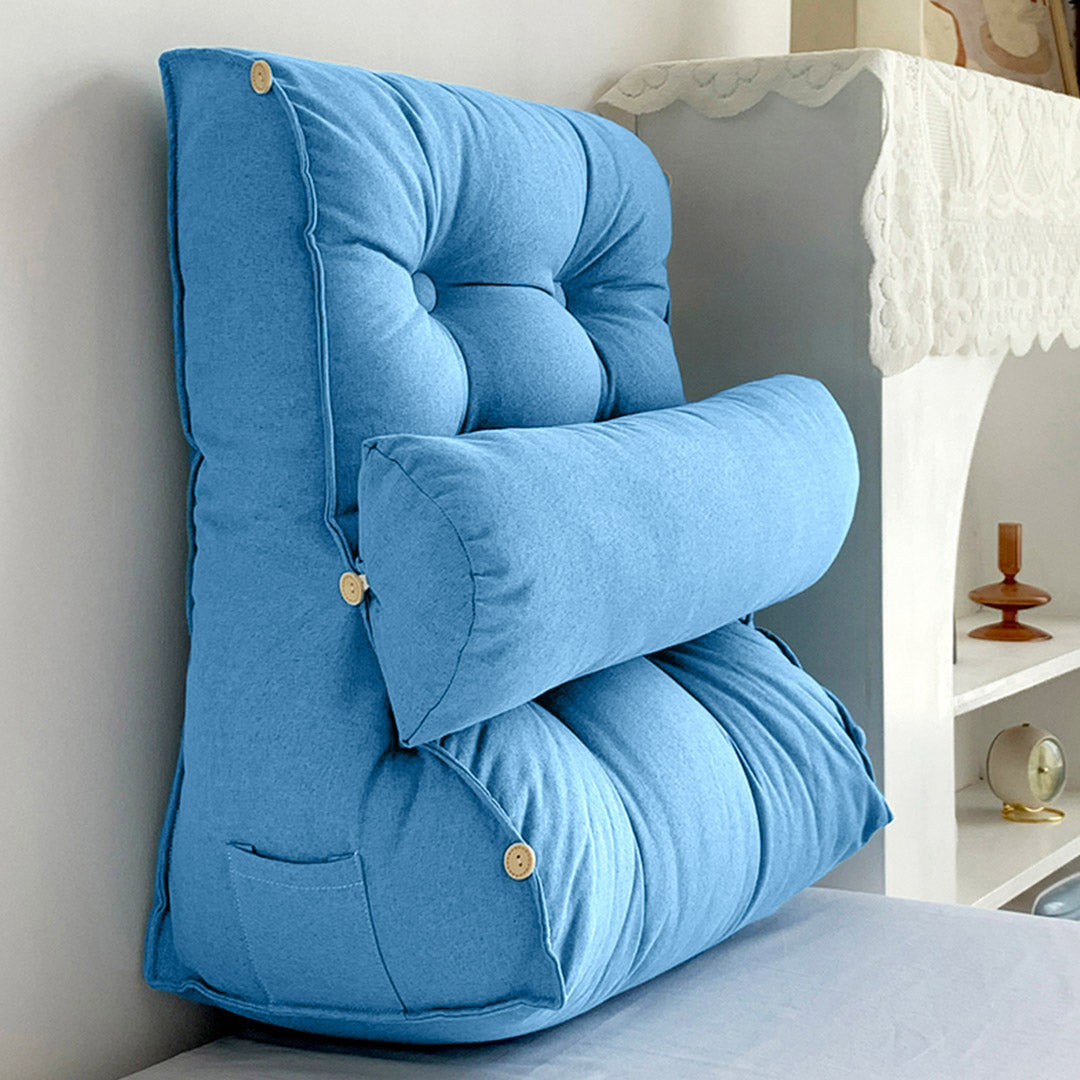 SOGA 4X 45cm Blue Triangular Wedge Lumbar Pillow Headboard Backrest Sofa Bed Cushion Home Decor