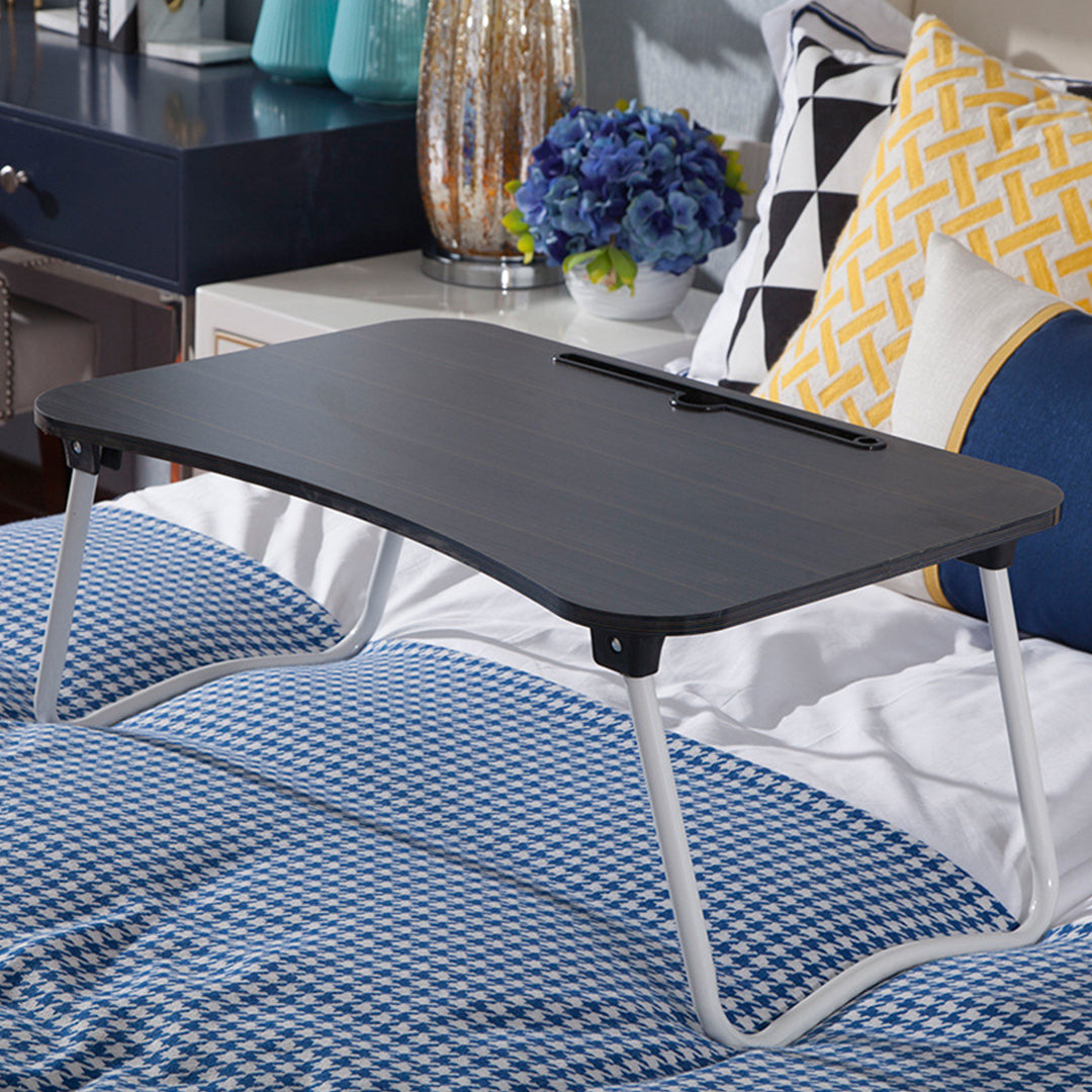 SOGA 2X Black Portable Bed Table Adjustable Foldable Bed Sofa Study Table Laptop Mini Desk with Notebook Stand Card Slot Holder Home Decor