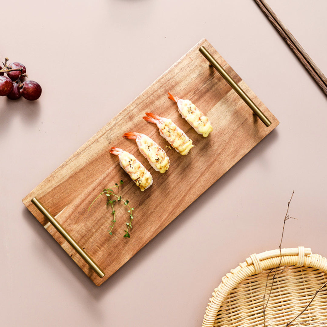 SOGA 2X 30cm Brown Rectangle Wooden Acacia Food Serving Tray Charcuterie Board Centerpiece Home Decor