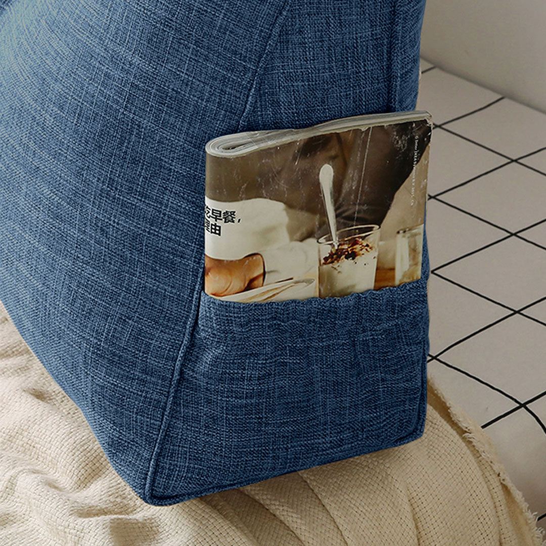 SOGA 2X 150cm Blue Triangular Wedge Bed Pillow Headboard Backrest Bedside Tatami Cushion Home Decor