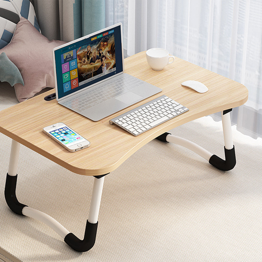 SOGA 2X Walnut Portable Bed Table Adjustable Foldable Bed Sofa Study Table Laptop Mini Desk with Notebook Stand Card Slot Holder Home Decor