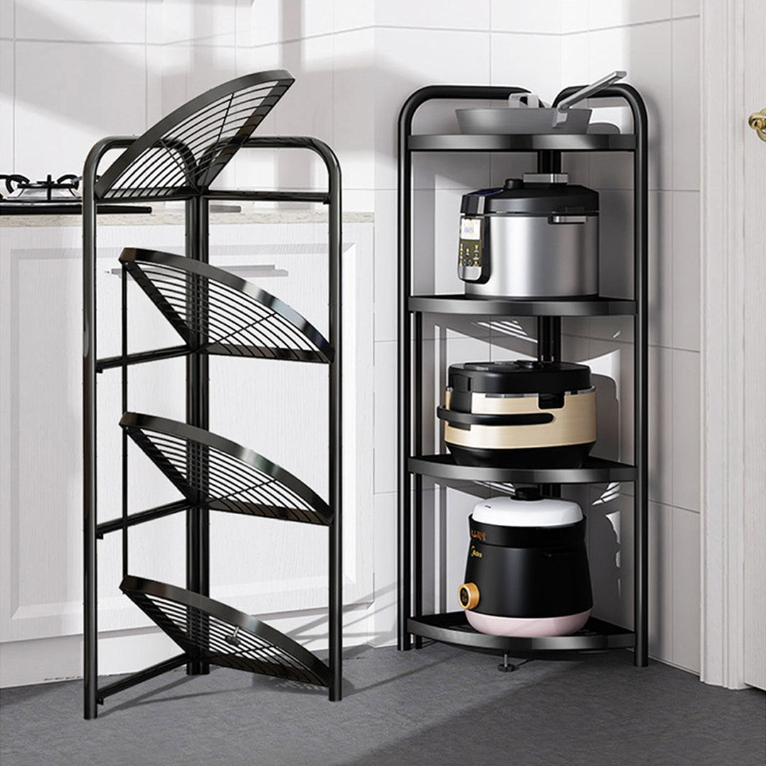SOGA 2X 4 Tier Steel Triangular Corner Stand Multi-Functional Shelves Portable Storage Organizer