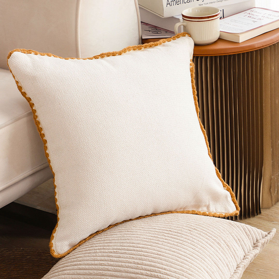 SOGA 2X 45cm Warm Wood Tone & Apricot Shell Edged Square Throw Pillow