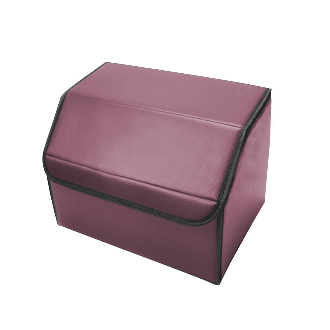 SOGA 4X Leather Car Boot Collapsible Foldable Trunk Cargo Organizer Portable Storage Box Red Small