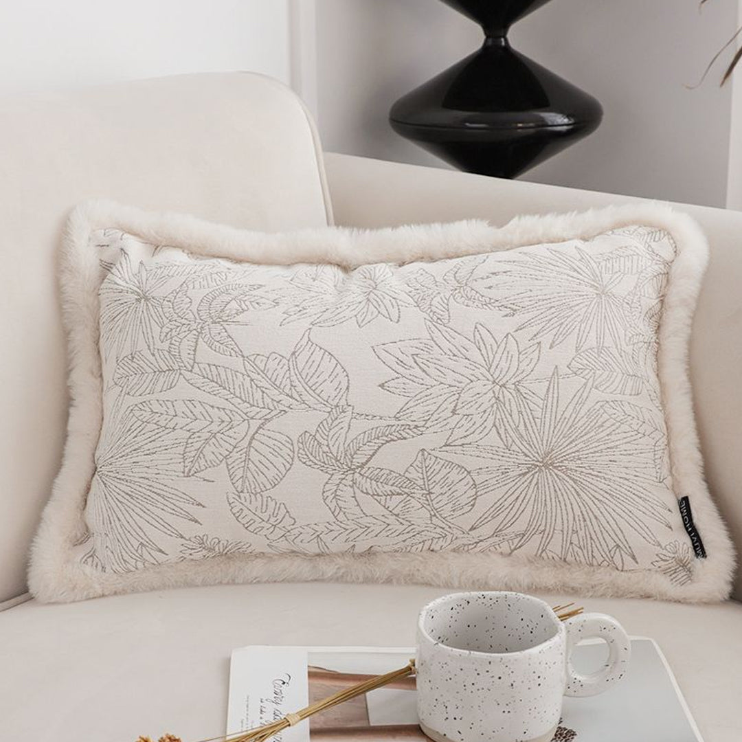 SOGA 2X 30cm Romantic French Mosley Jacquard Pillow French Jungle Jacquard Raw Edge Waist Throw Pillow