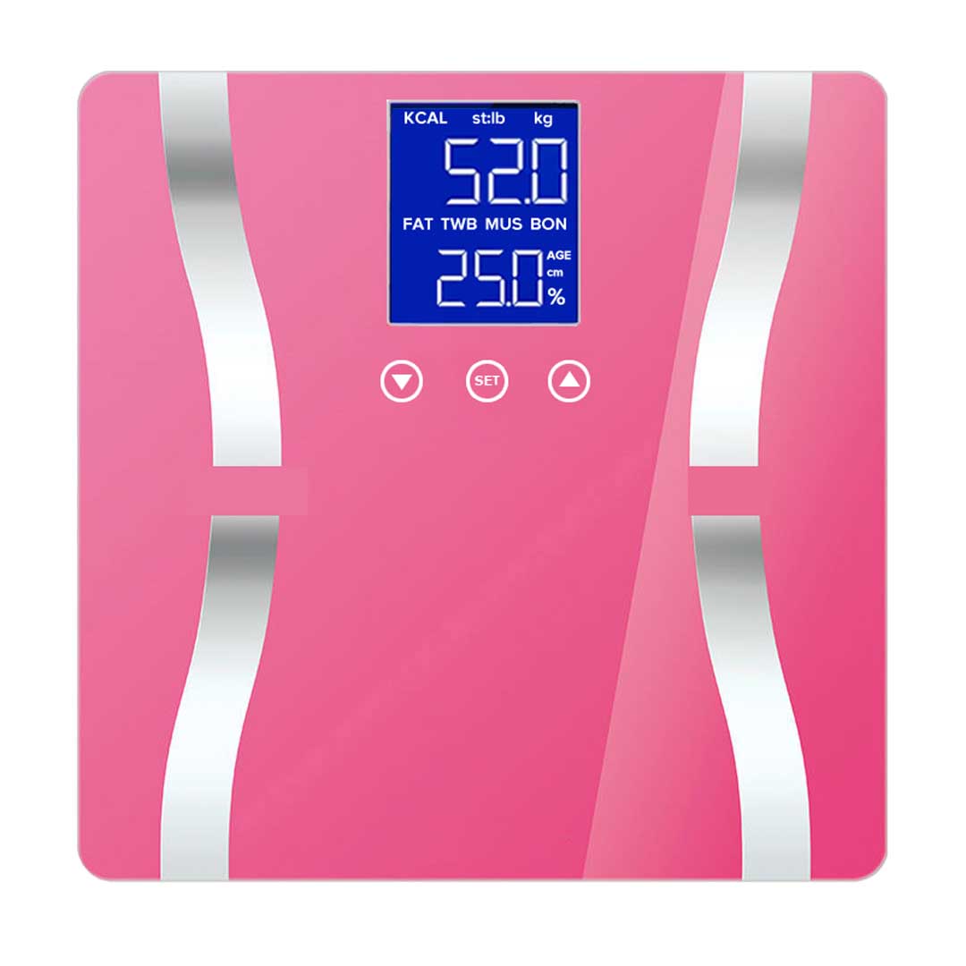 SOGA 2X Glass LCD Digital Body Fat Scale Bathroom Electronic Gym Water Weighing Scales Blue