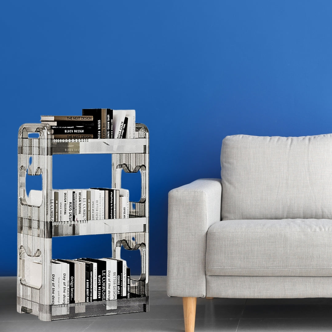 SOGA 2X 38x24cm Clear 3 Tier Bookshelf & Cosmetic Storage Organizer Trolley Rack