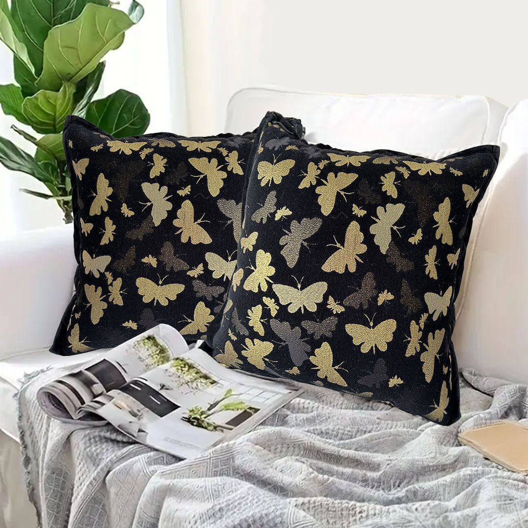 SOGA 2X 45cm Vintage Butterfly with Covers Case Decorative Decor Monarch Floral Throw Pillow