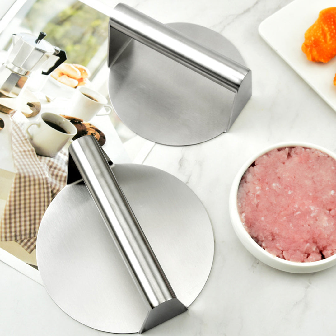 SOGA Stainless Steel Burger Press Heavy-Duty Round Bacon Grill Smasher Flat Bottom Patty Maker