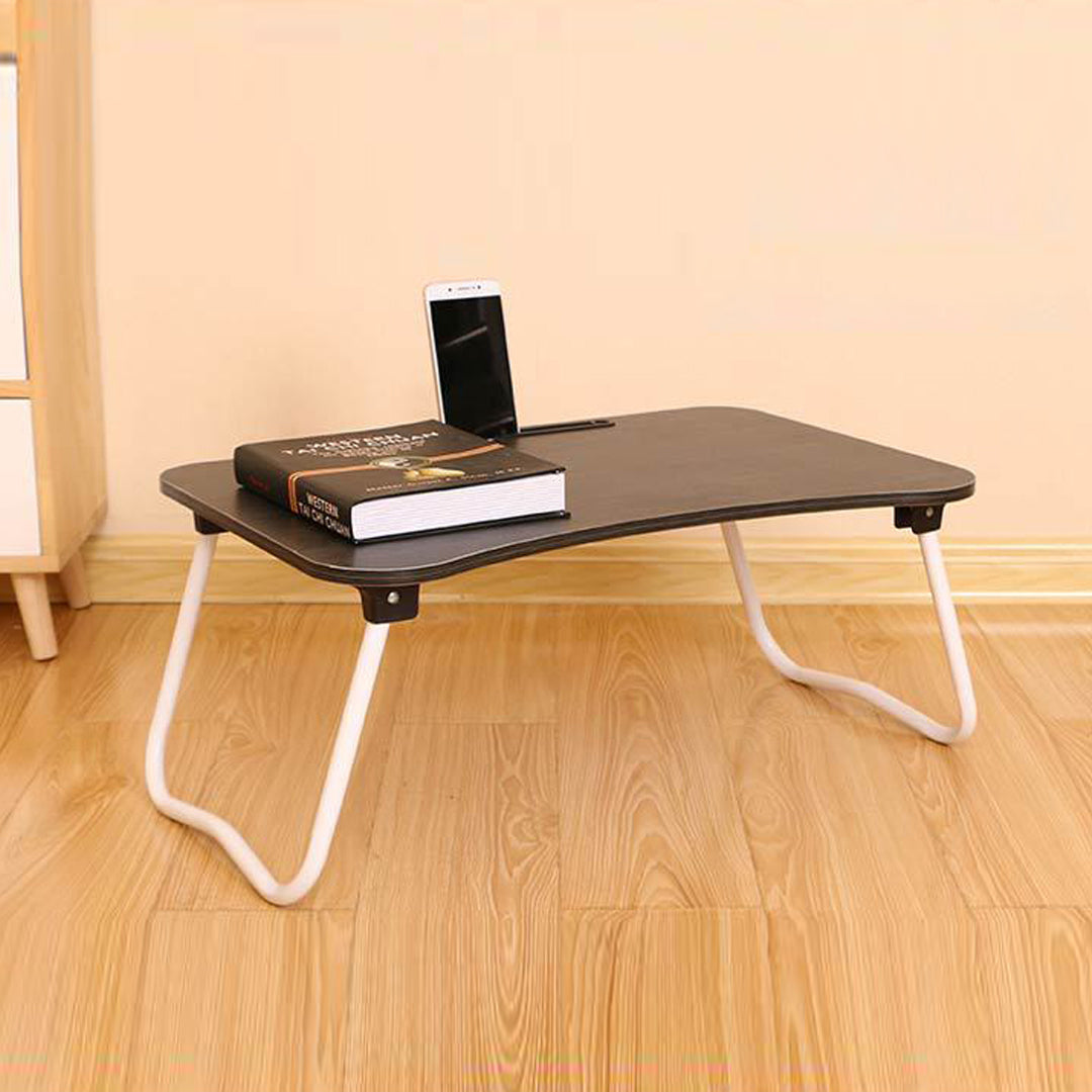 SOGA 2X Black Portable Bed Table Adjustable Foldable Bed Sofa Study Table Laptop Mini Desk with Notebook Stand Card Slot Holder Home Decor