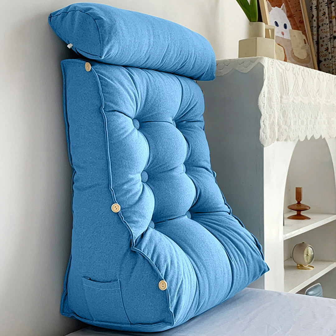 SOGA 4X 45cm Blue Triangular Wedge Lumbar Pillow Headboard Backrest Sofa Bed Cushion Home Decor