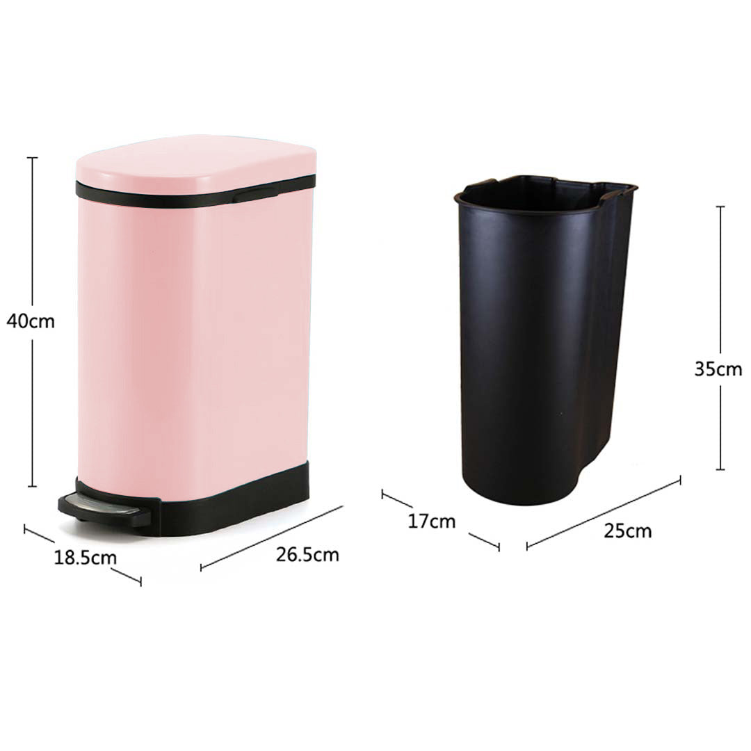 SOGA 4X Foot Pedal Stainless Steel Rubbish Recycling Garbage Waste Trash Bin 10L U Pink