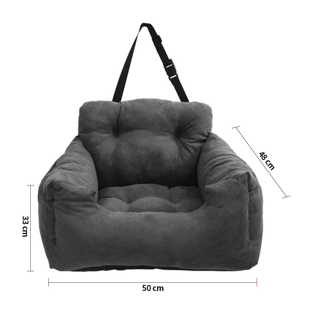 SOGA 2X Grey Pet Car Seat Sofa Safety Soft Padded Portable Travel Carrier Bed