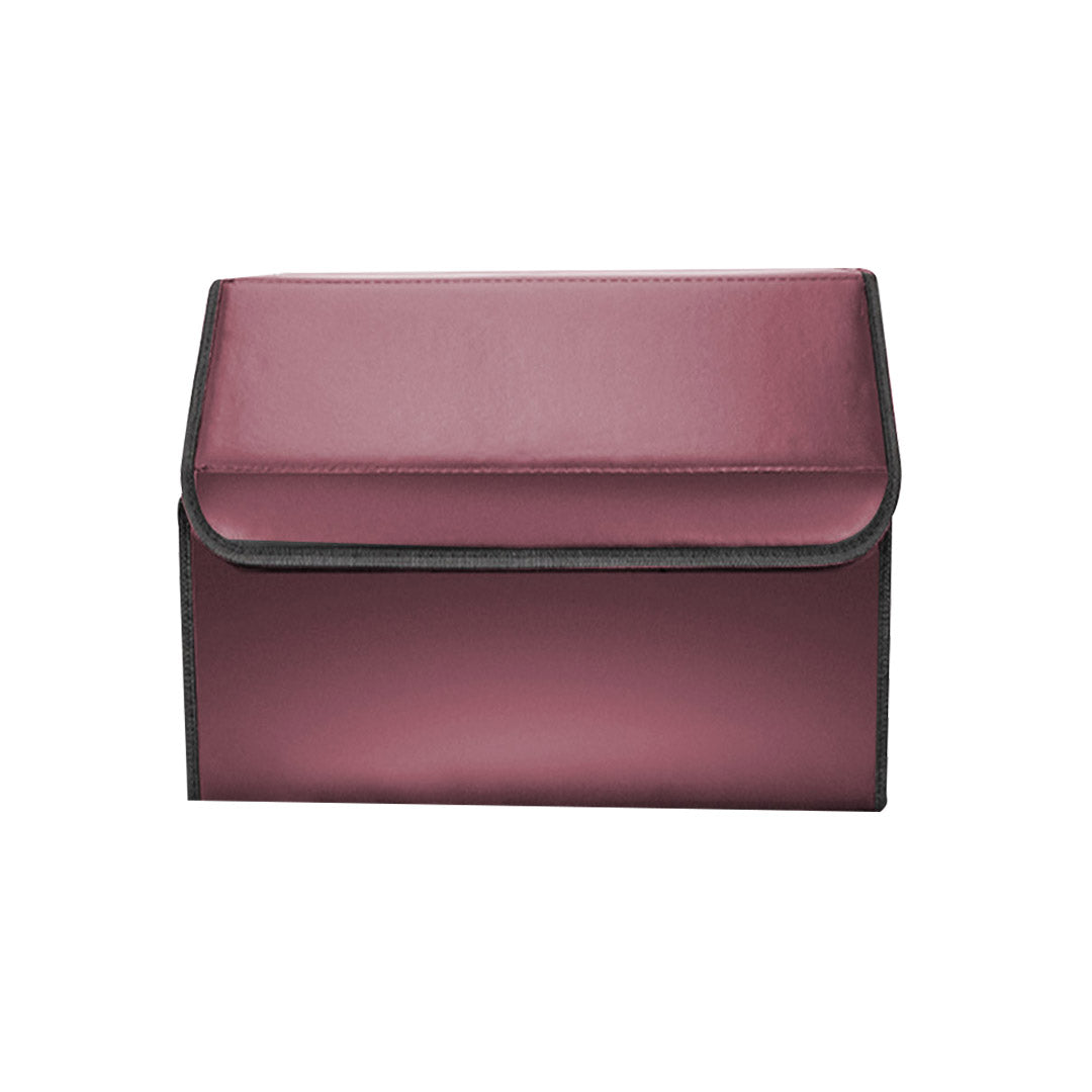 SOGA 4X Leather Car Boot Collapsible Foldable Trunk Cargo Organizer Portable Storage Box Red Small