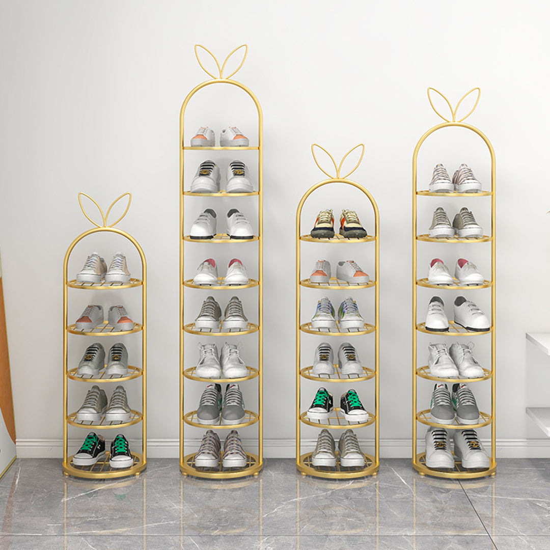 SOGA 2X 7 Tier Bunny Ears Gold Plated Metal Shoe Organizer Space Saving Portable Footwear Storage Shelf