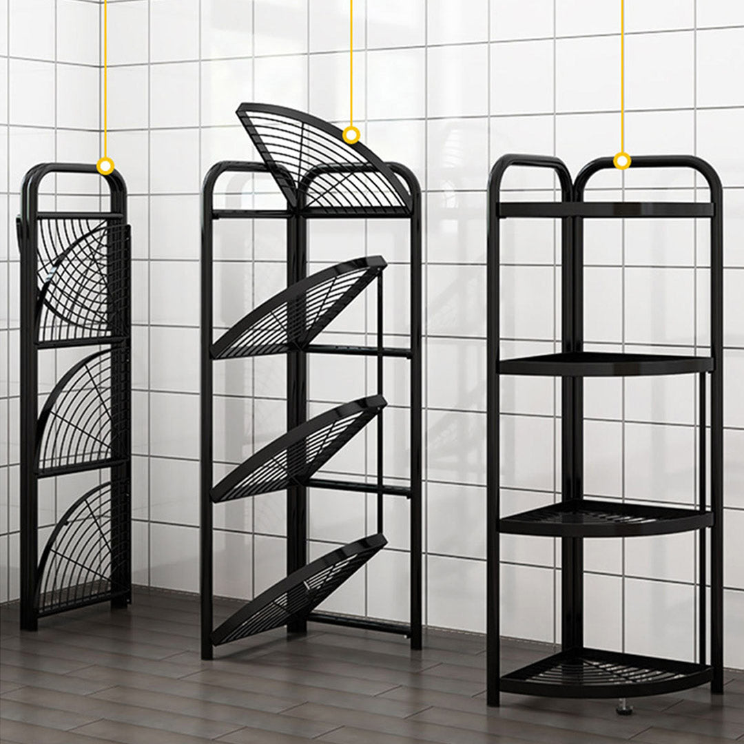 SOGA 2X 4 Tier Steel Triangular Corner Stand Multi-Functional Shelves Portable Storage Organizer