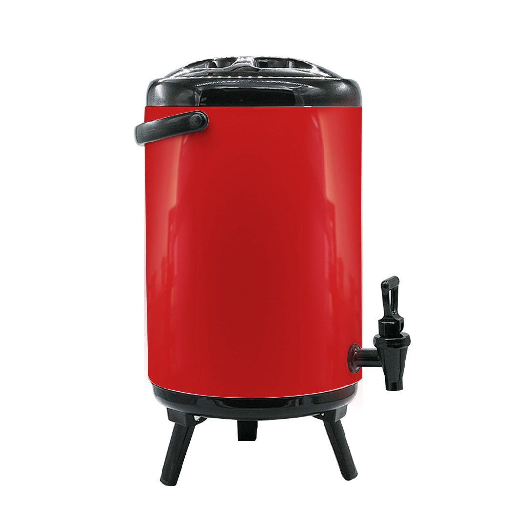 SOGA 4X 18L Stainless Steel Insulated Milk Tea Barrel Hot and Cold Beverage Dispenser Container with Faucet Red