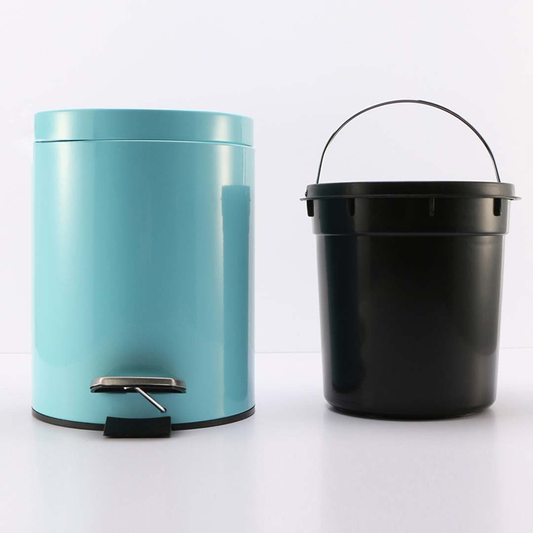 SOGA 4X Foot Pedal Stainless Steel Rubbish Recycling Garbage Waste Trash Bin Round 12L Blue