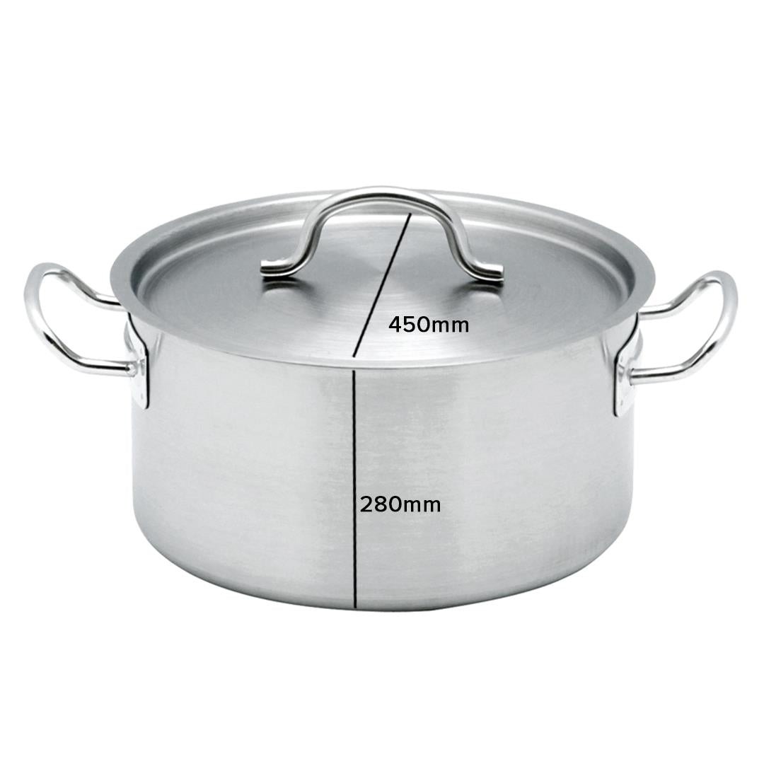 SOGA Stock Pot 44L Top Grade Thick Stainless Steel Stockpot 18/10