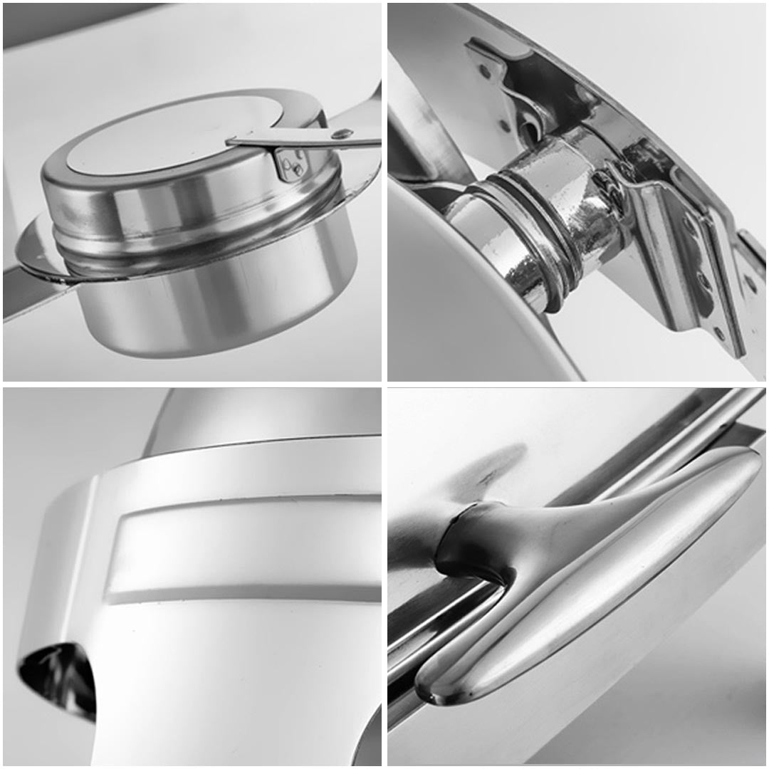 SOGA 6L Round Chafing Stainless Steel Food Warmer with Glass Roll Top 2