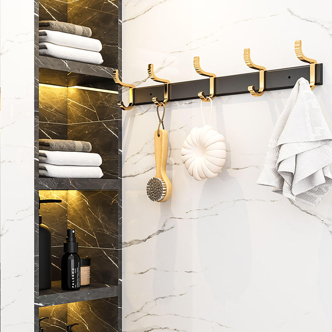 SOGA 2X 41cm Wall Mounted Towel Rack Space-Saving Hanger Organiser with Durable Hooks