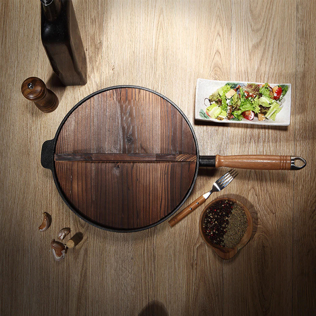 SOGA 2X 31cm Commercial Cast Iron Wok FryPan Fry Pan