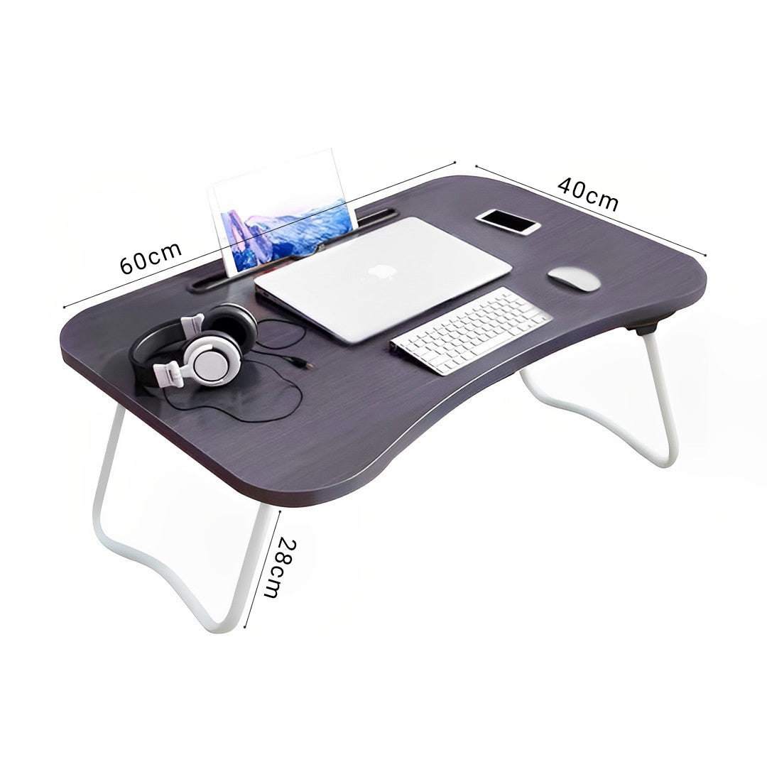 SOGA 2X Black Portable Bed Table Adjustable Foldable Bed Sofa Study Table Laptop Mini Desk with Notebook Stand Card Slot Holder Home Decor
