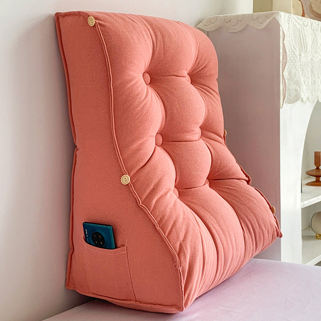 SOGA 2X 60cm Peach Triangular Wedge Lumbar Pillow Headboard Backrest Sofa Bed Cushion Home Decor