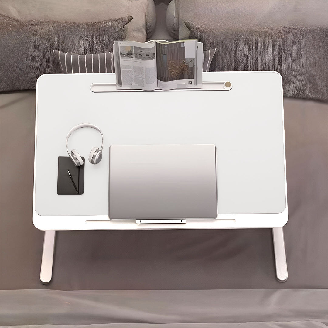 SOGA 60X40cm White Small Laptop Bed Portable Foldable Study Table Adjustable