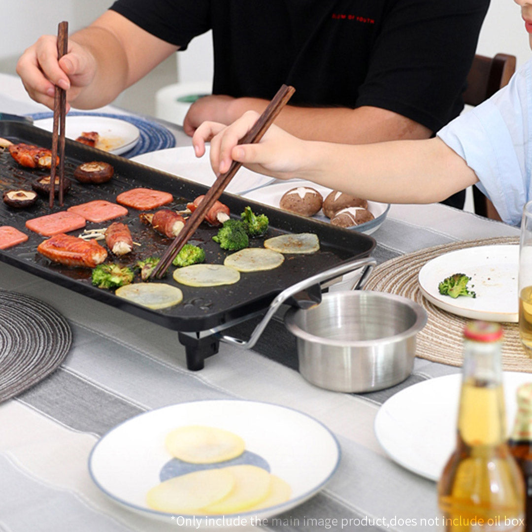 SOGA 2X 48cm Electric BBQ Grill Teppanyaki Tough Non-Stick Surface Hot Plate Kitchen 3-5 Person