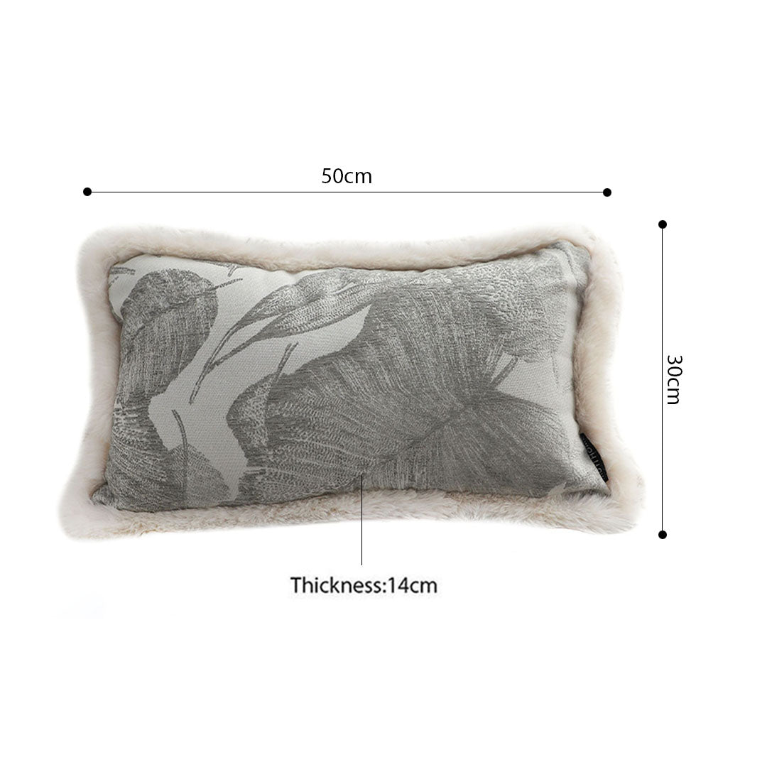 SOGA 2X 35cm Wabi-sabi Rectangular Raised Embroidery Leaf & Lumbar Throw Pillow